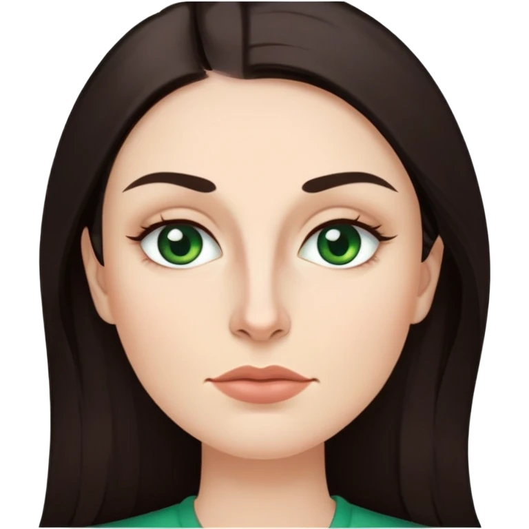 Me  a white woman with long layered dark brown hair green eyes and high cheek bones and thin top lip and big bottom lip and a mole on my left side of my chin very thin eyebrows with a scar on the right eyebrow and a stay at home mom emoji