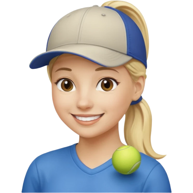 blond woman, pony tail, ball cap emoji