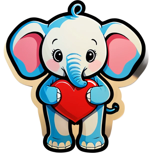 Cute elephant holding a heart  emoji