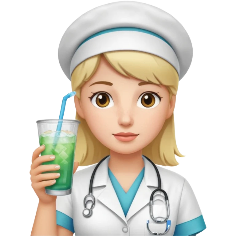nurse holding iced drink emoji