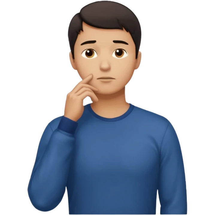 man standing, looking up to the top right, right hand touching his chin, thinking pose, thoughtful expression
 emoji