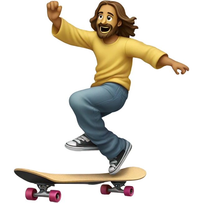 Jesus doing a kickflip emoji