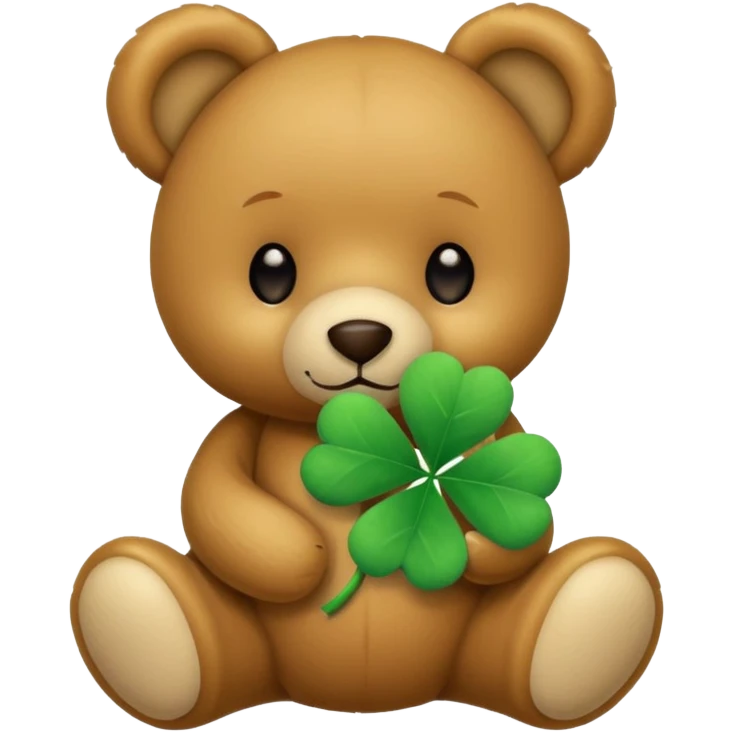 Teddy with four-leaf clover emoji