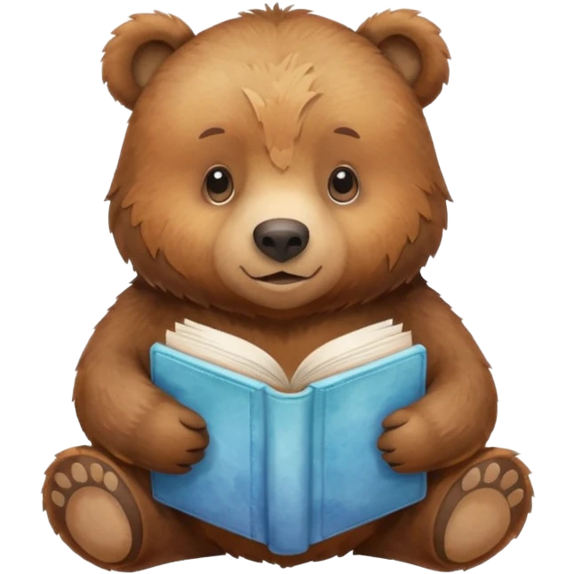 watercolor books and bear emoji