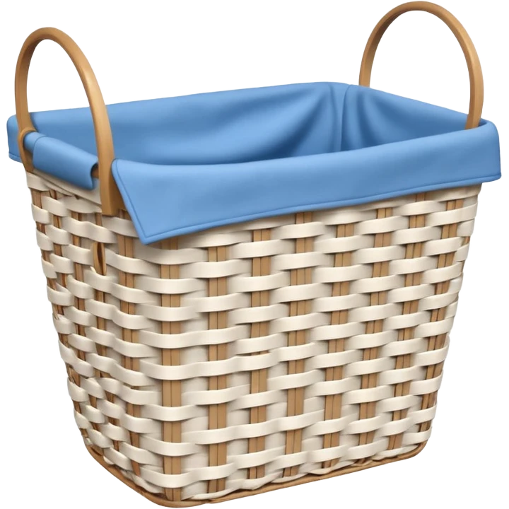 white LAUNDRY BASKET WITH FOLDED blue CLOTHES emoji