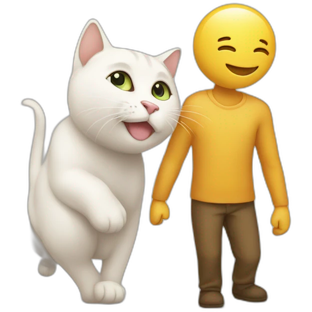 humain et chat se faisant un câlin  emoji