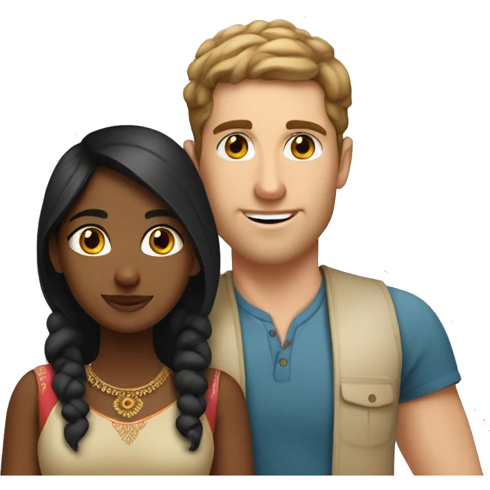 Indian girl in love with cute white guy emoji