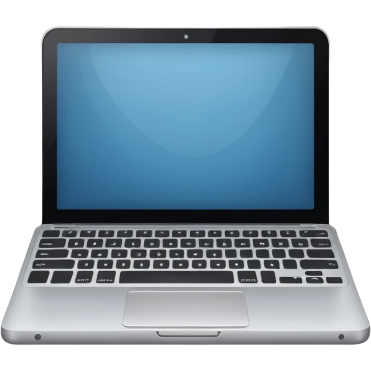 "iOS style laptop emoji, silver with a visible screen and keyboard, smooth texture, no background" emoji