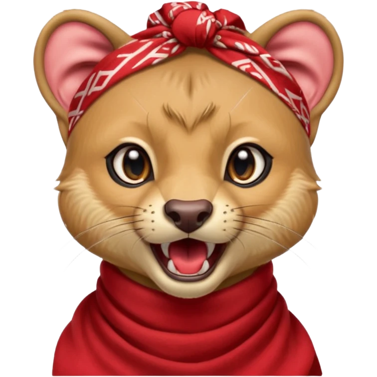 Fossa animal with a red bandana on its head screams emoji