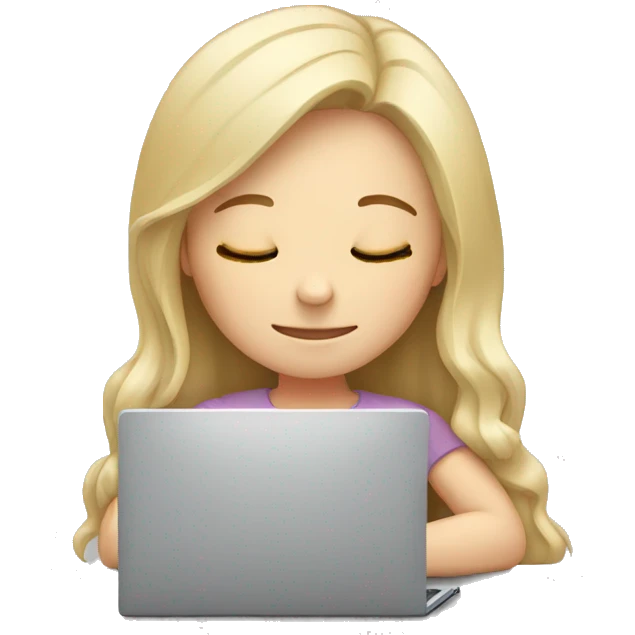 Girl sleeping and using laptop pale emoji