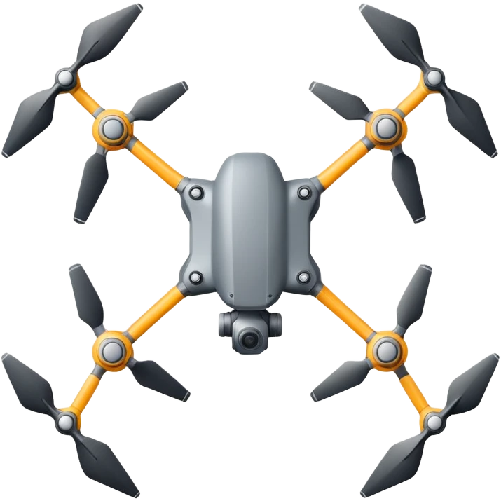Hexacopter icon, top-down view, symmetrical 6-arm drone, minimalistic thin line art, flat design, isolated on white. emoji