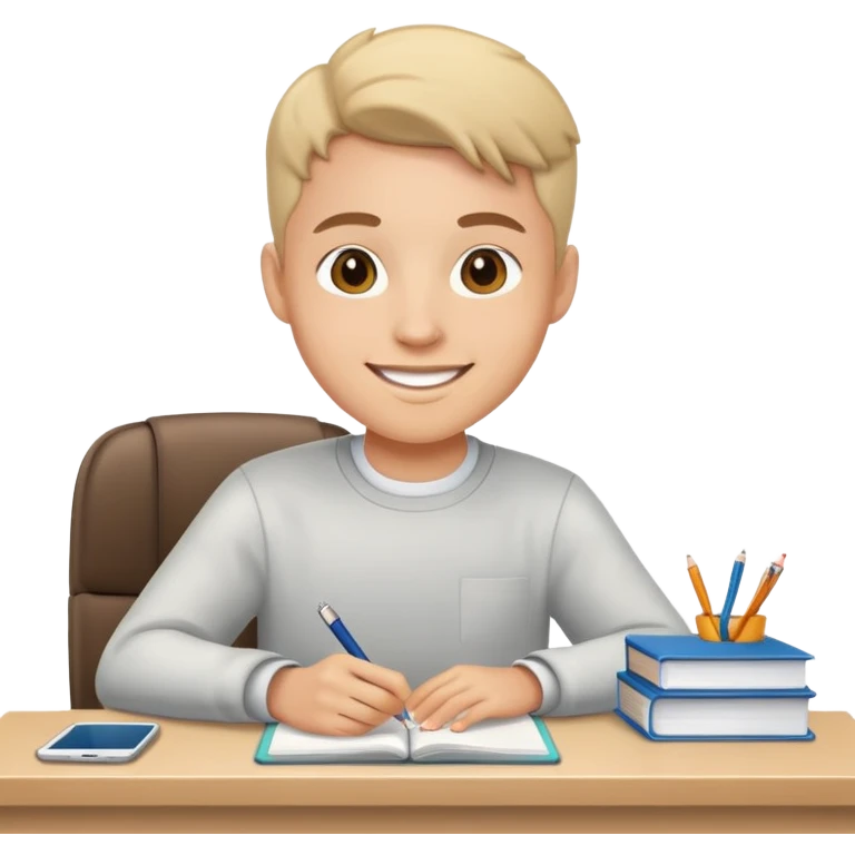 smiling student at a desk emoji