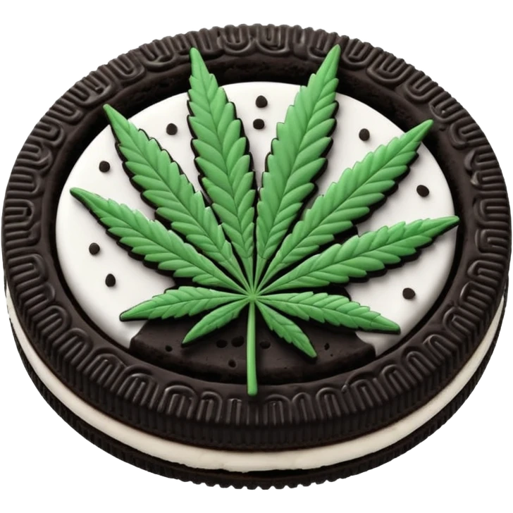 black and white oreo cookies with cannabis leaf emoji