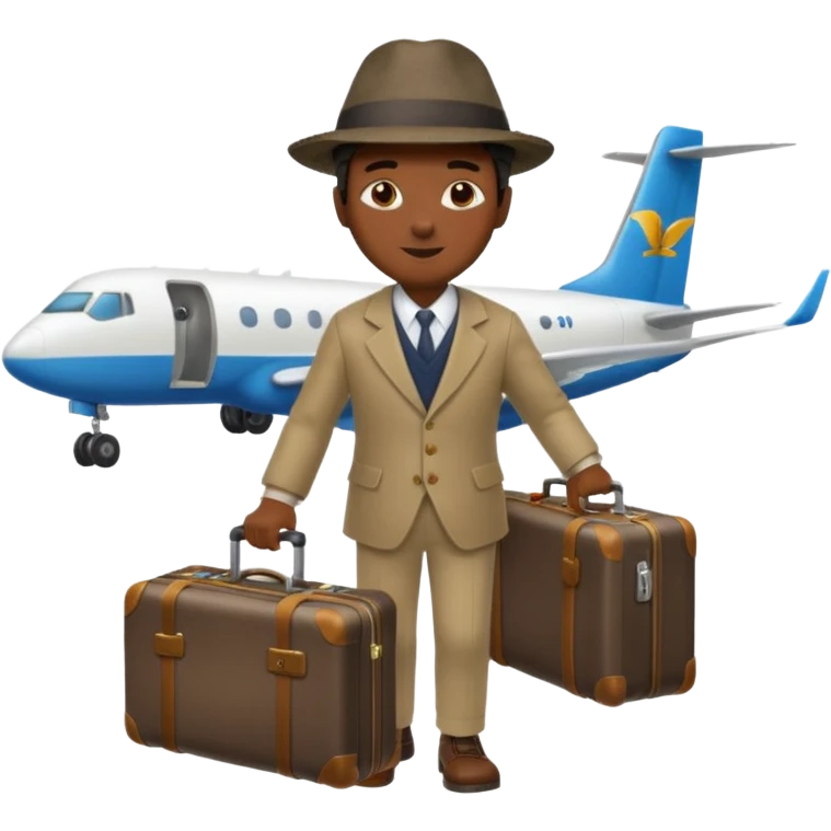 Visage homme créole réunionnais avec chapeau arrive avion emoji