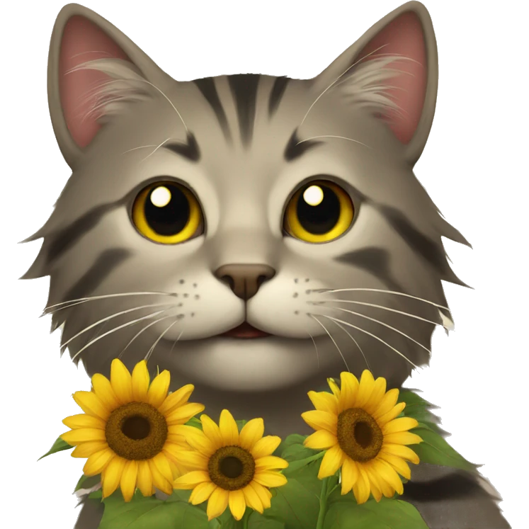 Cat with sunflower emoji