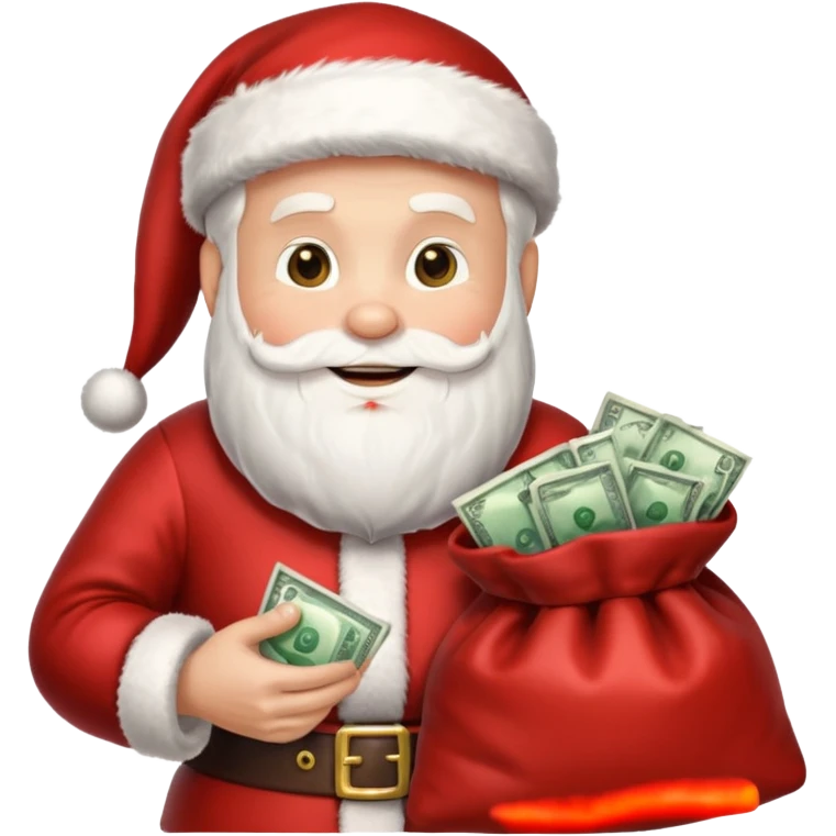 Um emoji de um  papai noel segurando um saco de dinheir emoji