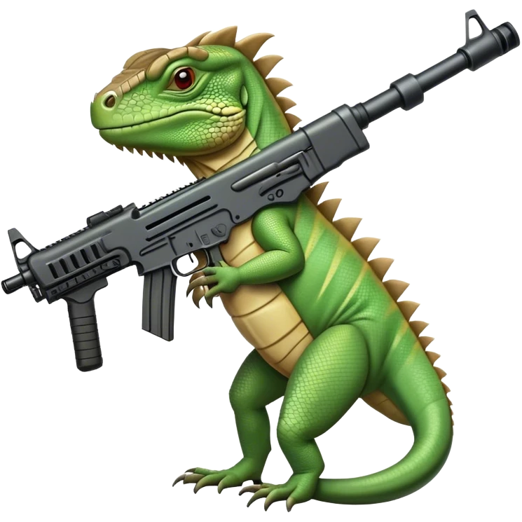 Iguana with an assault rifle  emoji