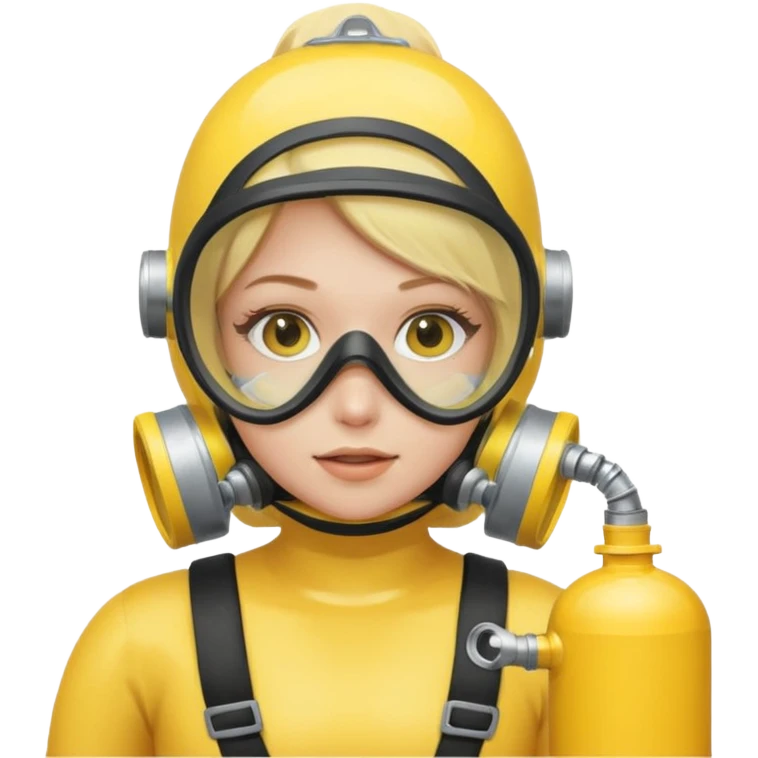 scuba diving girl blonde with yellow oxygen tank and mask emoji