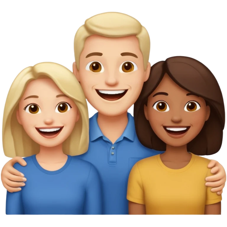 strong team of 3 having fun together emoji