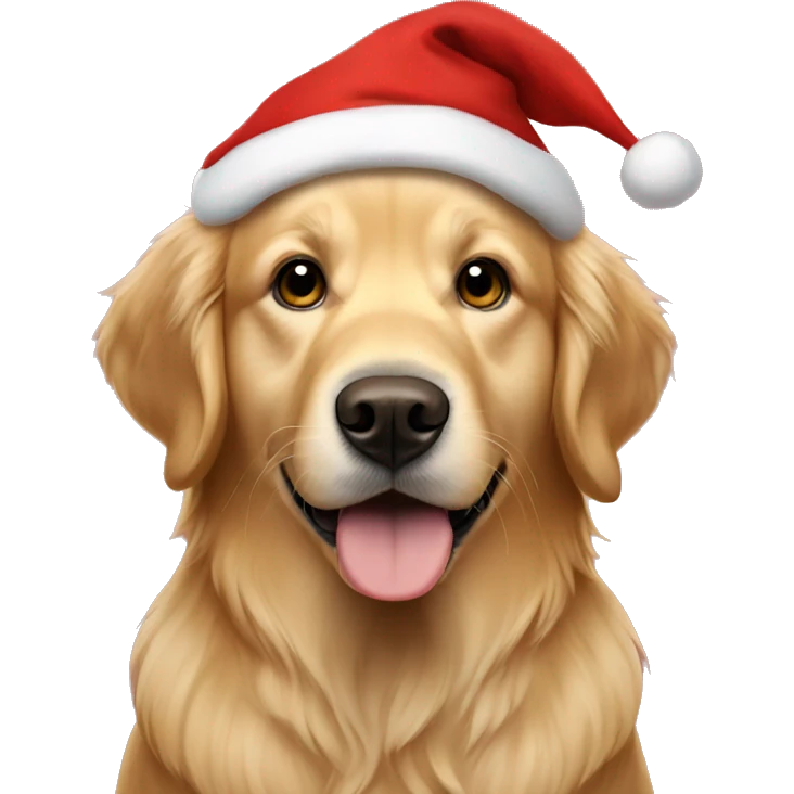 golden retriever with Santa hat emoji