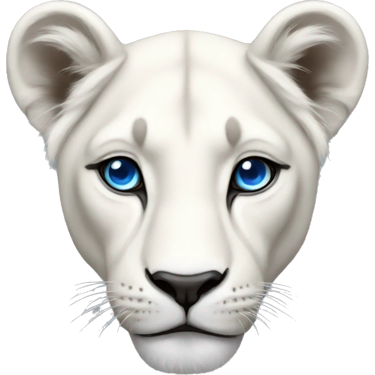 white lioness no mane with blue eyes emoji