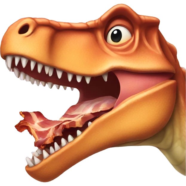 Dinosaur thing that is eating bacon emoji