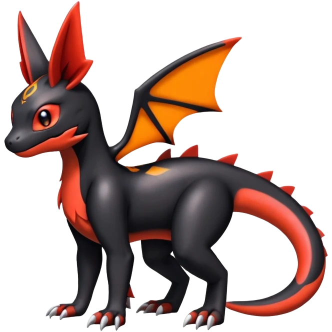 Cute Shiny Guilmon-Salandit-Umbreon-Fakémon-hybrid-creature (full body)  emoji