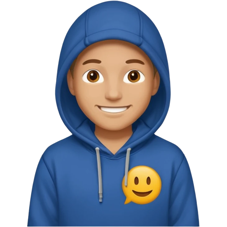 make image of white person, he is wearing hoodie with BST sign of it emoji