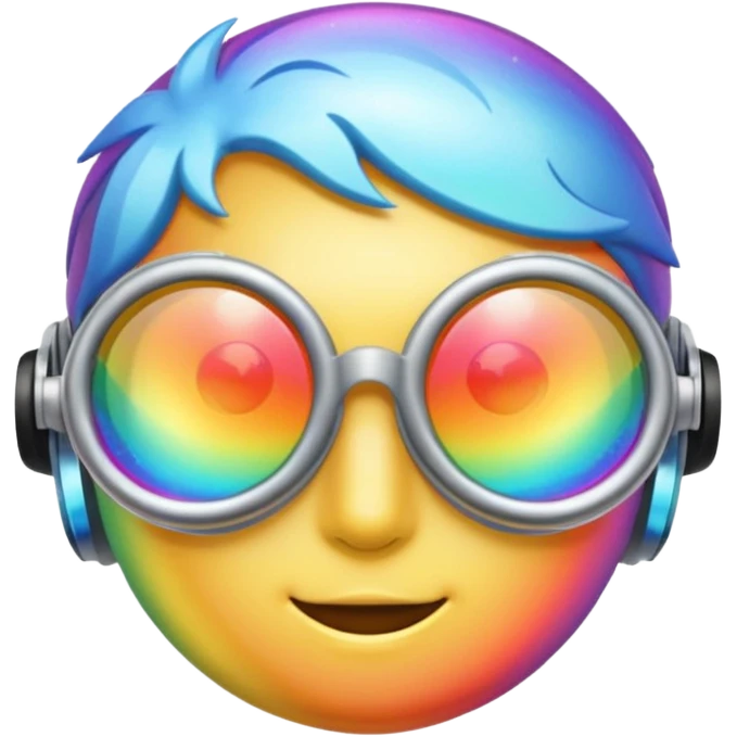 silver simulation rainbow blend goggles emoji