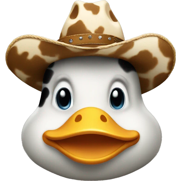Duck wearing a cow print cowboy hat  emoji