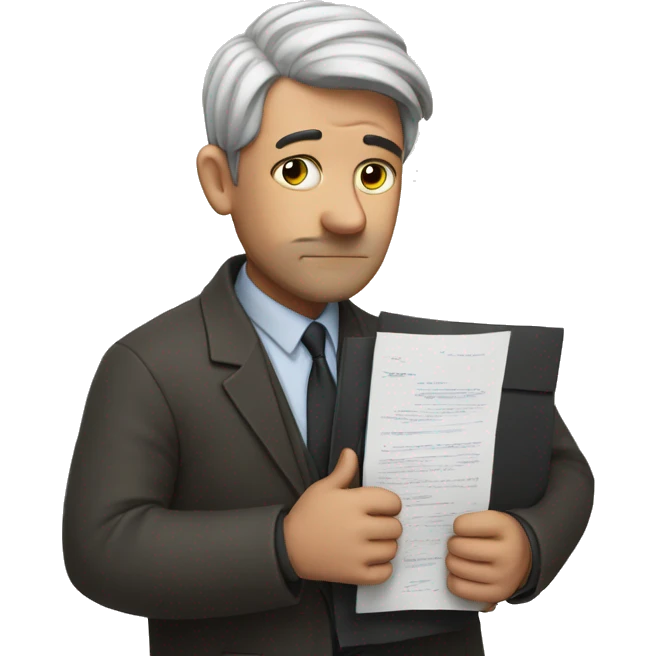 sad man who hold an signed contract in his arms emoji