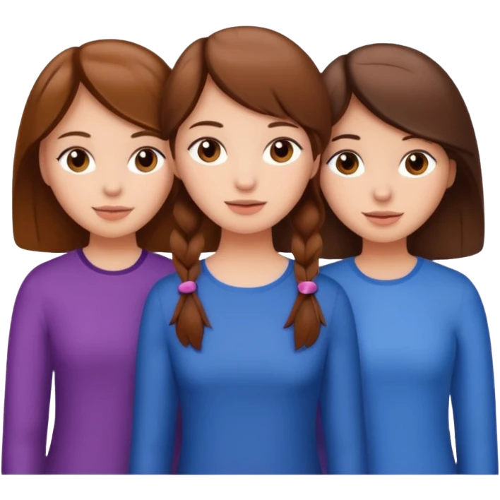 russian-trio-girls-best-friends with brown hair emoji