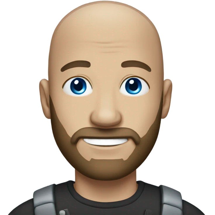 Bald man with beard and blue eyes emoji