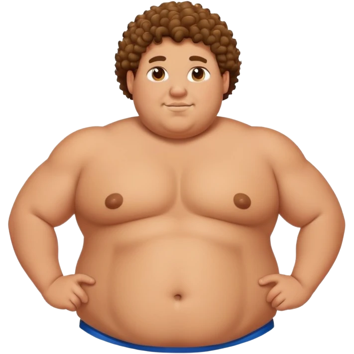 Chubby guy with curly hair and abs emoji