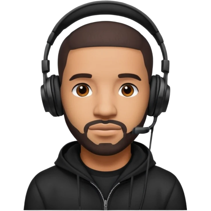 drake Black Headphones emoji