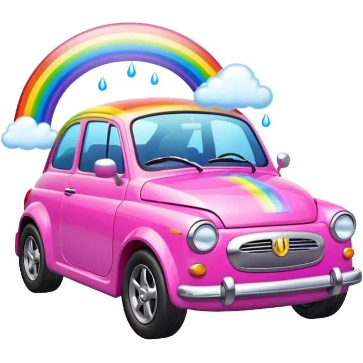 a pink car with rainbows coming out the exhaust  emoji