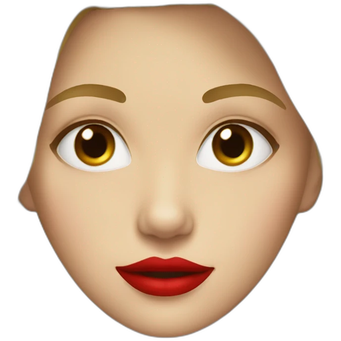 Blonde girl with a square head and brunette roots of hair with red lips emoji