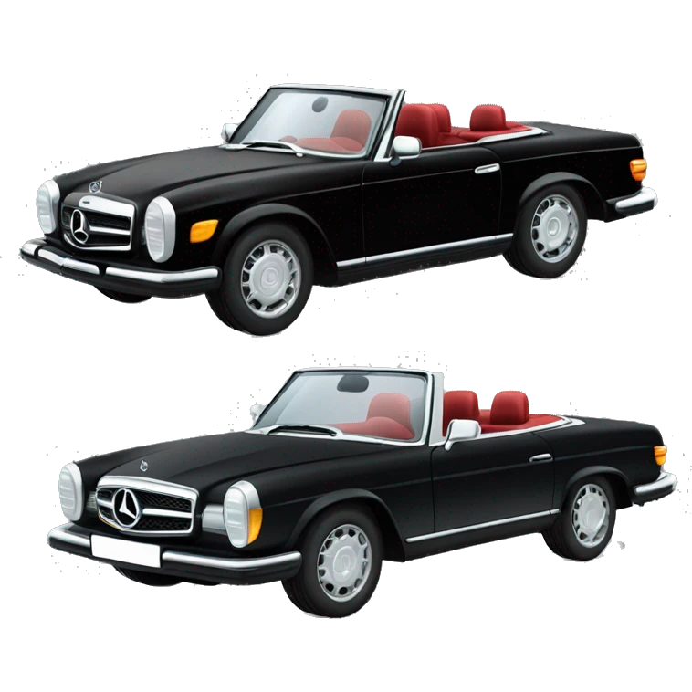 Black Mercedes Cabrio sito one blinde hai and one work red hair emoji