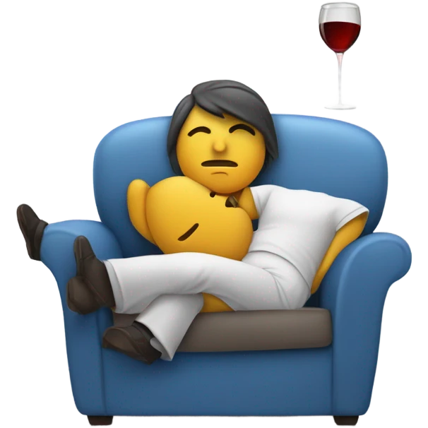 Dormise en el sofa con vino  emoji