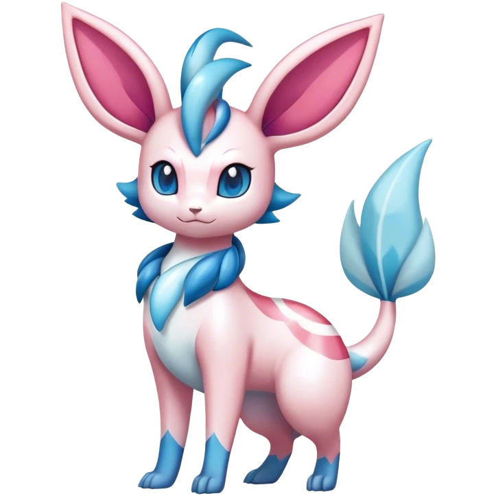 Shiny Cute Milotic-Sylveon-Glaceon-Vaporeon-Dragonair-Pokémon-hybrid-fusion full body emoji