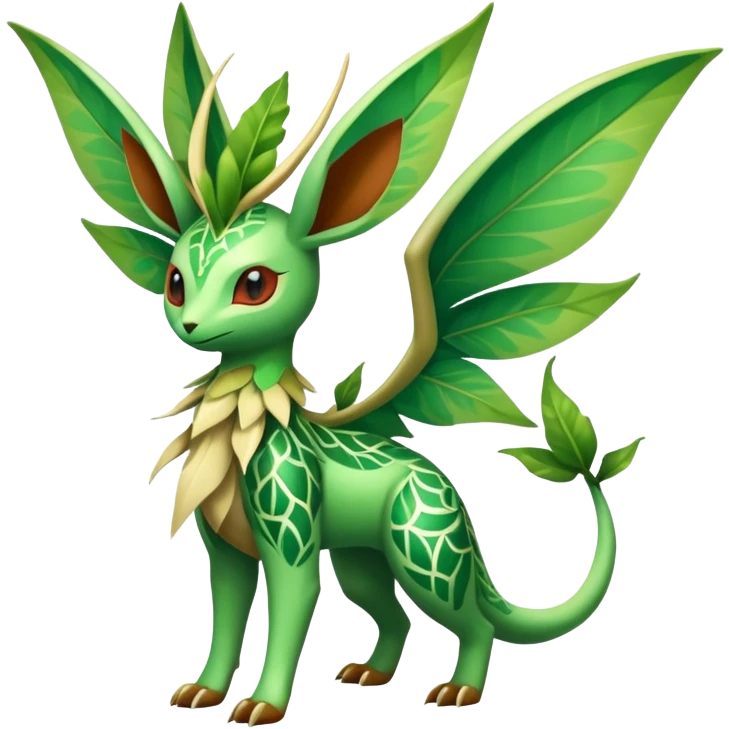 Exotic Tropical Rare Leafeon-Flygon-Tropius full body emoji