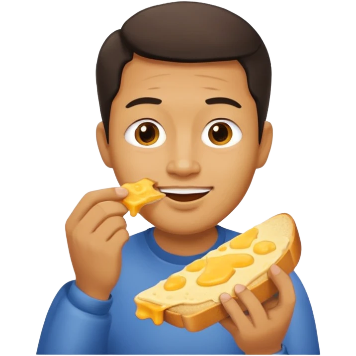 Thai man eating cheese toastie emoji
