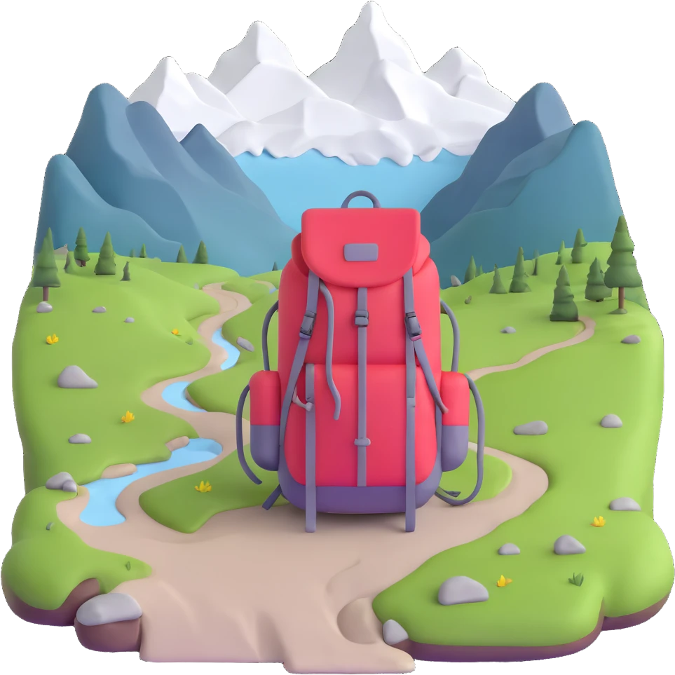 Kungsleden trail with hiking backpack and Nordic landscape emoji