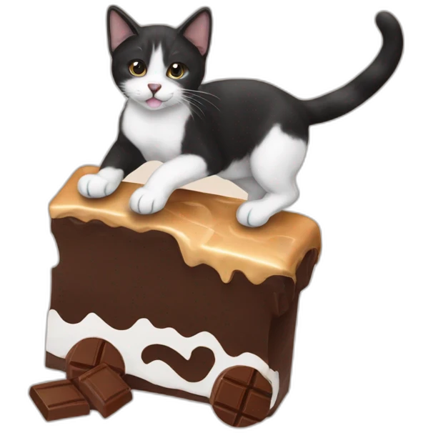 Black and white cat riding chocolate labrador emoji