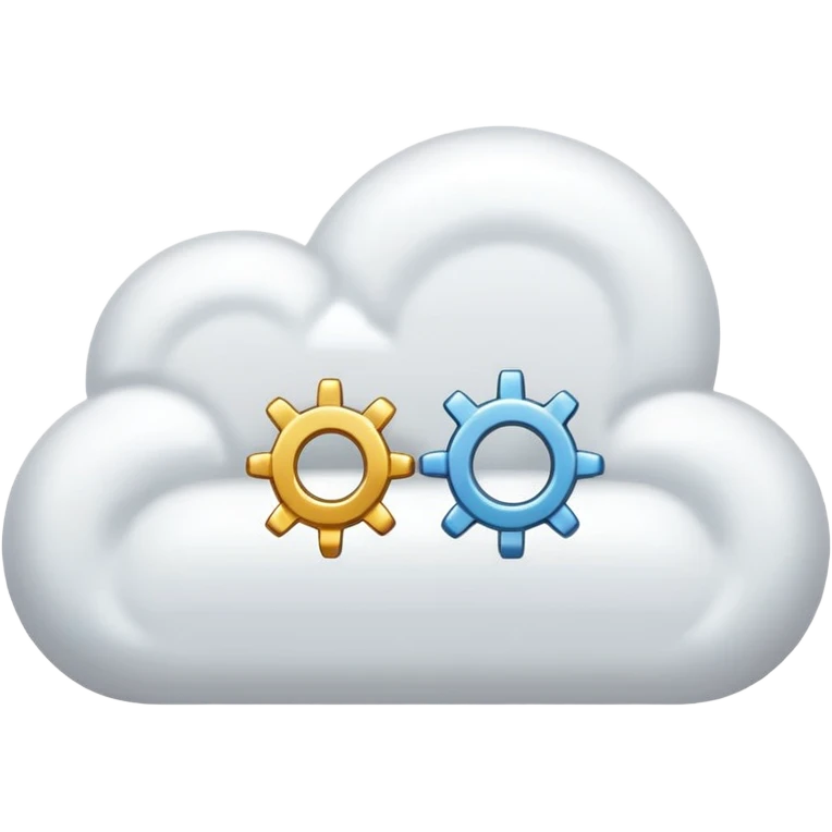cloud with code brackets {} and a gear emoji