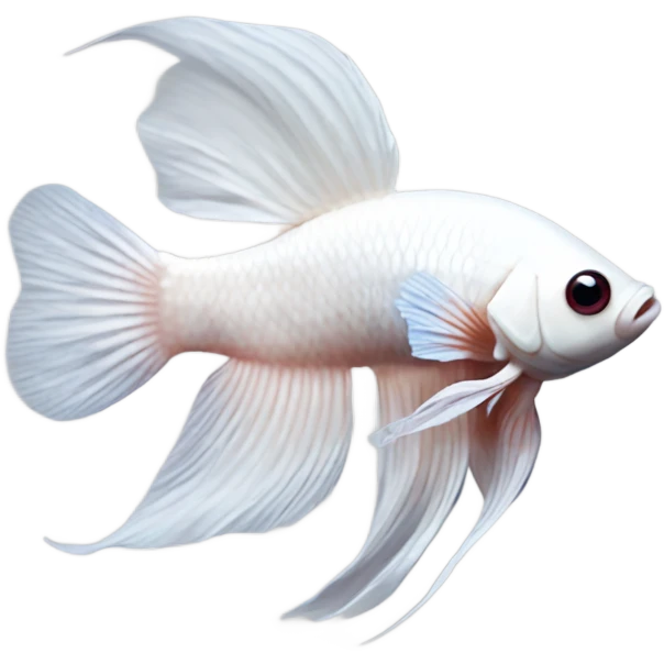 White betta fish with burghundy short fins, position: full profile emoji