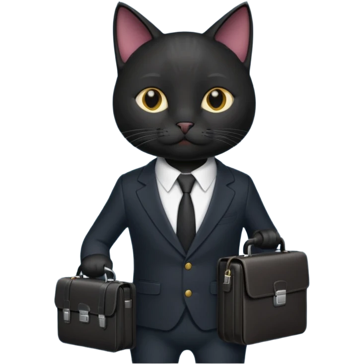 stock investing black and smart cat emoji