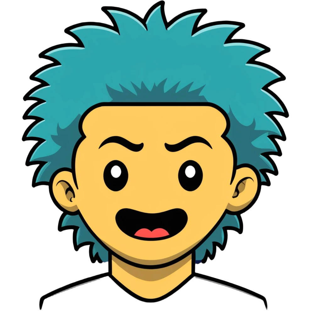 crazy man with wild hair and manic expression emoji