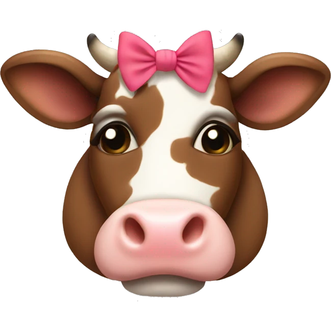cow with eyelashes and a cute bow emoji