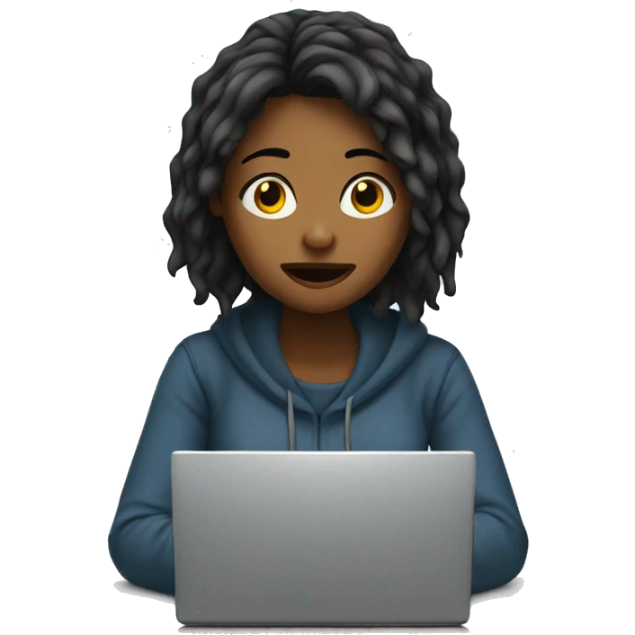 distressed young woman sitting at a computer emoji